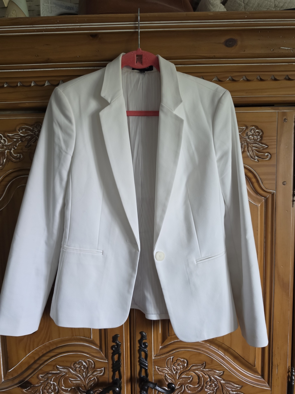 Express White Women's Single-Button Notch Lapel Blazer